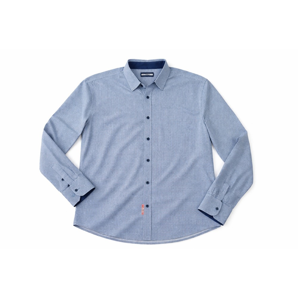 Tasso Elba Men's Long Sleeve Button-Up Shirt‎ Blue & White Geometric 2XL